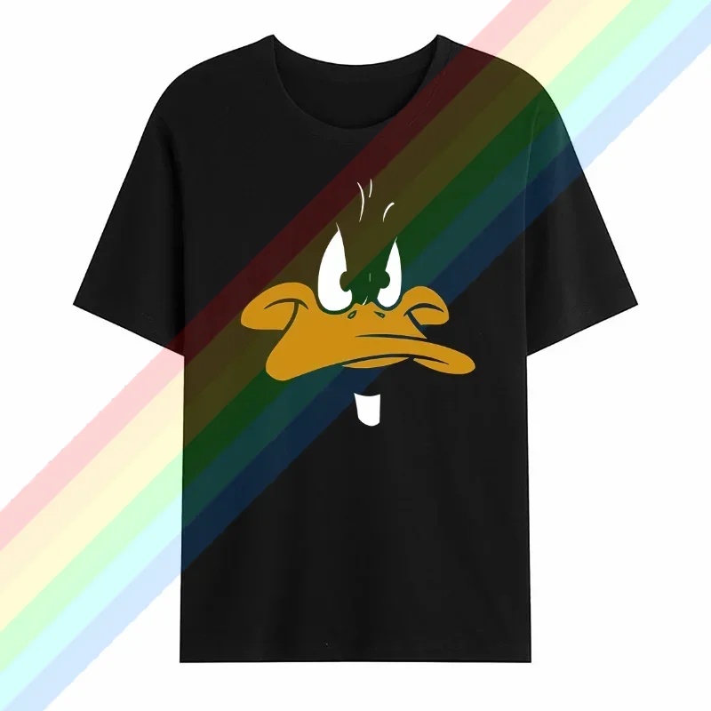 Лидер продаж 2024 летняя черная футболка Daffy Duck Face из 100% хлопка мужская с короткими