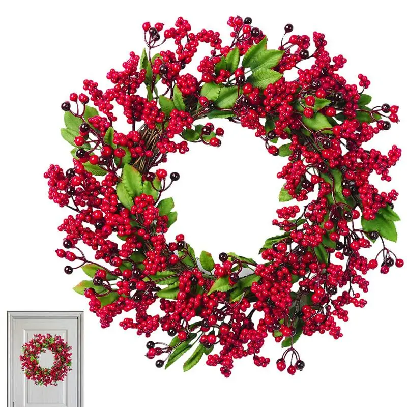 

Artificial Berry Wreath 17.7 Inch Front Door Wreath Winter Wreath Christmas Wreath Berry Wreath For Party Farmhouse Wall Window