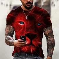 new oversized t shirt mens casual o neck shirt lion pattern 3d animal print mens summer short sleeve must have male shirt