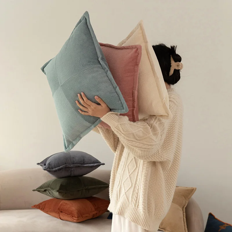 

Плюшевый вельветовый чехол для подушки, однотонный декоративный чехол для дивана в скандинавском стиле, 45x45 см, современный диван для гостиной, домашний декор