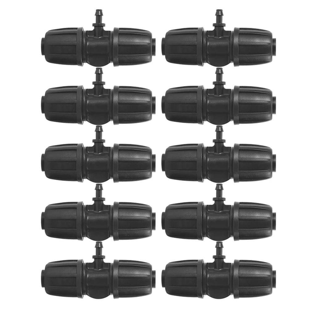 

10pcs 16mm Lock Barbed Tee Connector 3-Way For 4/7mm Water Hose Garden Irrigation Tool