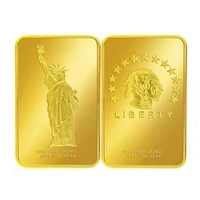 1pcs lot jesus christ cross gold bar 10 commandments american statue of liberty 24k gold replica bullion bar souvenir touch tool