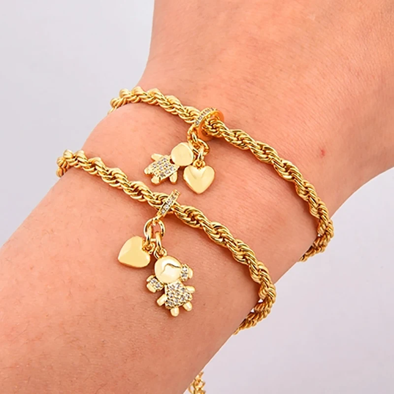 

Новинка, индивидуальный браслет с витой цепочкой, браслет с подвесками для мальчиков и девочек, женские Украшения для вечеринок, 2022 браслет...