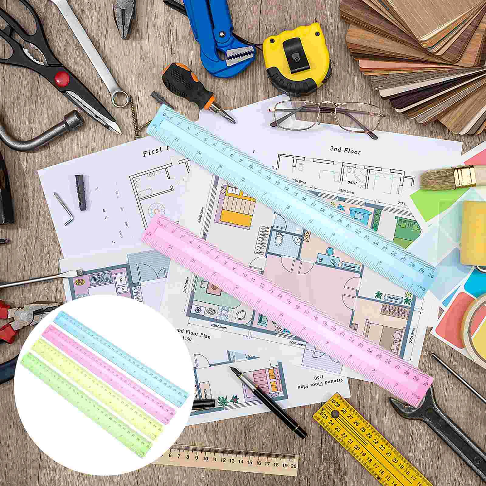 

16 шт., яркие прямые линейки, 12 дюймов