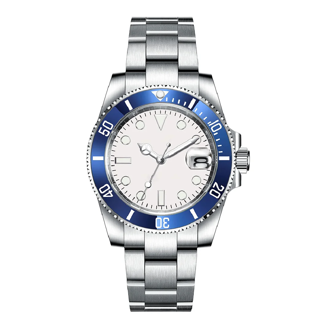 

Автоматические механические мужские наручные часы с логотипом на заказ, 40 мм Sapphire NH35 8215, стерильный циферблат, керамические светящиеся спор...