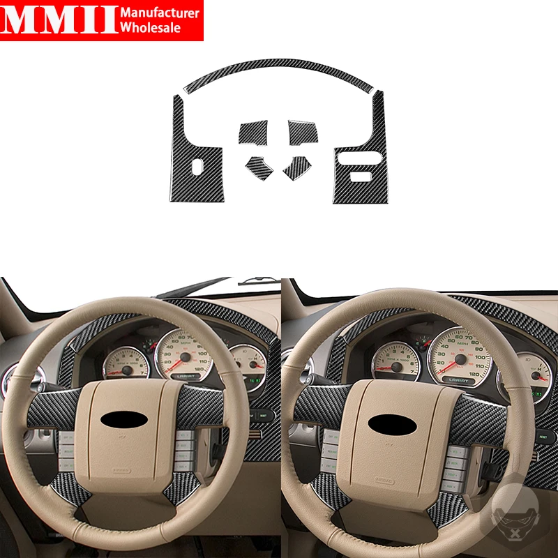 

For Ford F150 F 150 2004-2008 Carbon Fiber Steering Wheel Panel Speedometer Farme Strip Kit Interiors Sticker Car Accessories