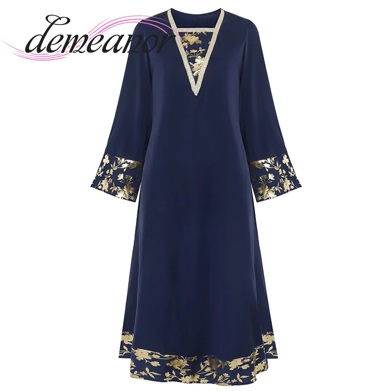

New Muslim Robe Islamic Clothing for Women Middle East Duibai Arab Ramadan Prayer Lace Polka Stiching Elegant Abaya Belt Dress