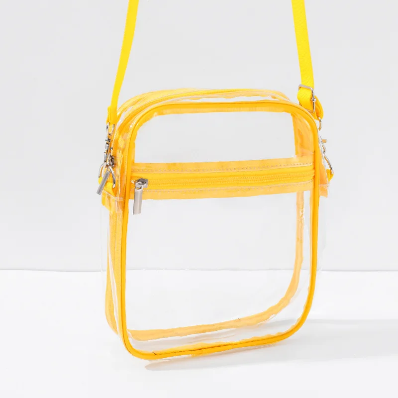 Simple PVC jelly bag fashion matching men and women's transparent single shoulder square bag oblique transparent bag