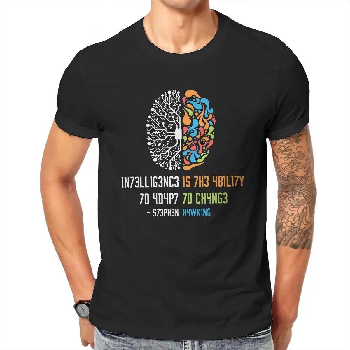 Vintage Intelligence Is The Ability T-Shirt Men Pure Cotton T Shirts To Adapt To Change Science Short Sleeve Tees Plus Size Tops