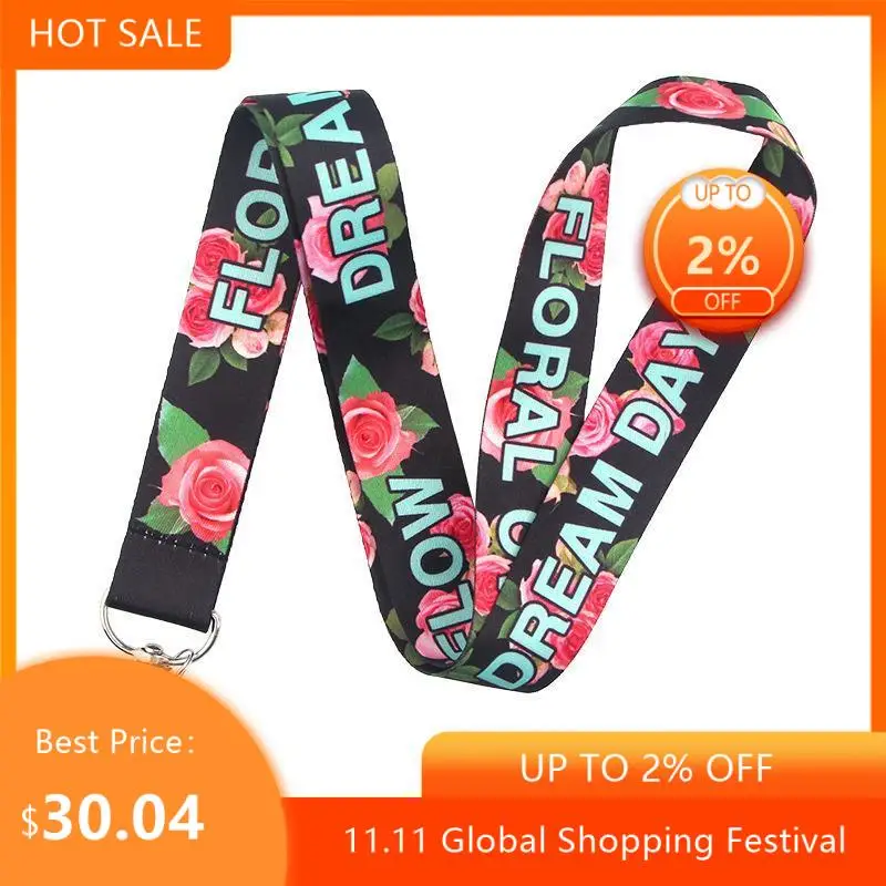 

30 шт. роза цветы с застёжкой-карабином новые стильные тесёмки оптом классный шейный ремешок лямки ленты телефон ключи ID держатель для карт с...