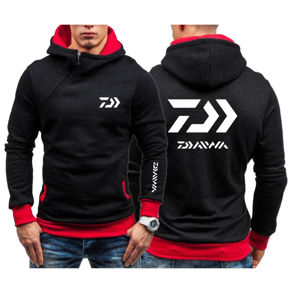 

Daiwa Fishing Logo 2023 Brand Men's Spring and Autumn Hoodies New Slim Pullover Hoody for Diagonal Zipper Hood Sweatshirt