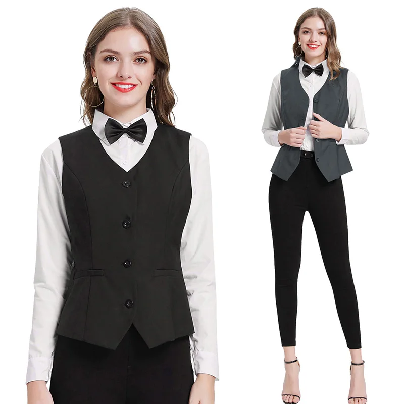 New Womens Suit Vest Slim Single Breasted V-Neck Solid Color Sleeveless Jacket Business Office Lady Waistcoat ????