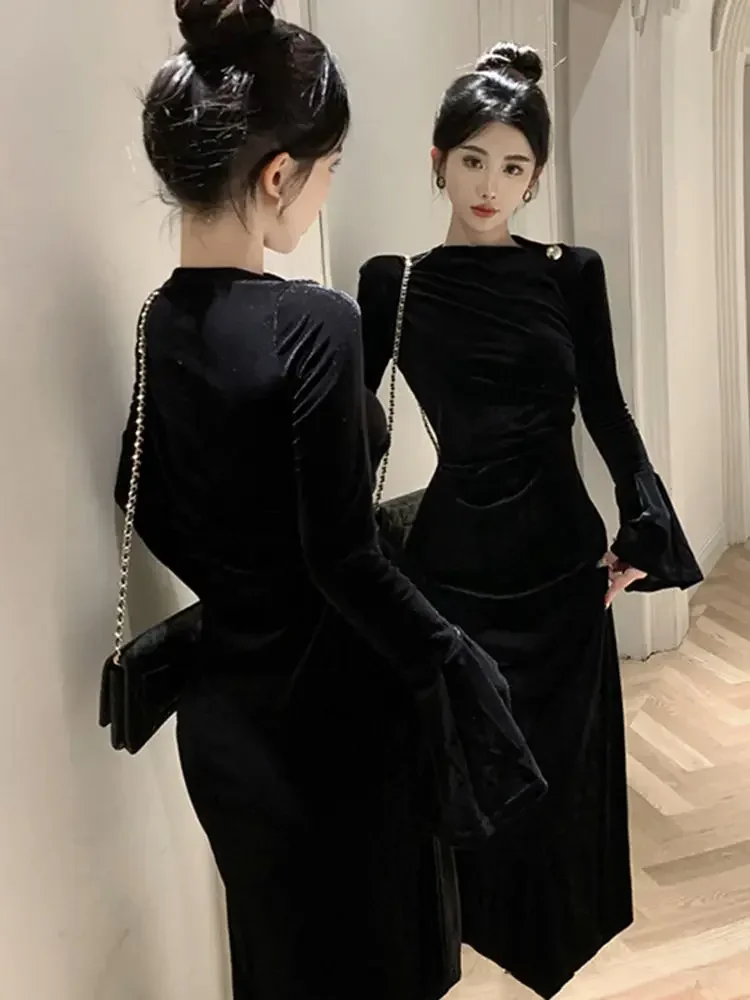 Обручальное платье для женщин и дочерей с облегающим кроем бедрами бархатное