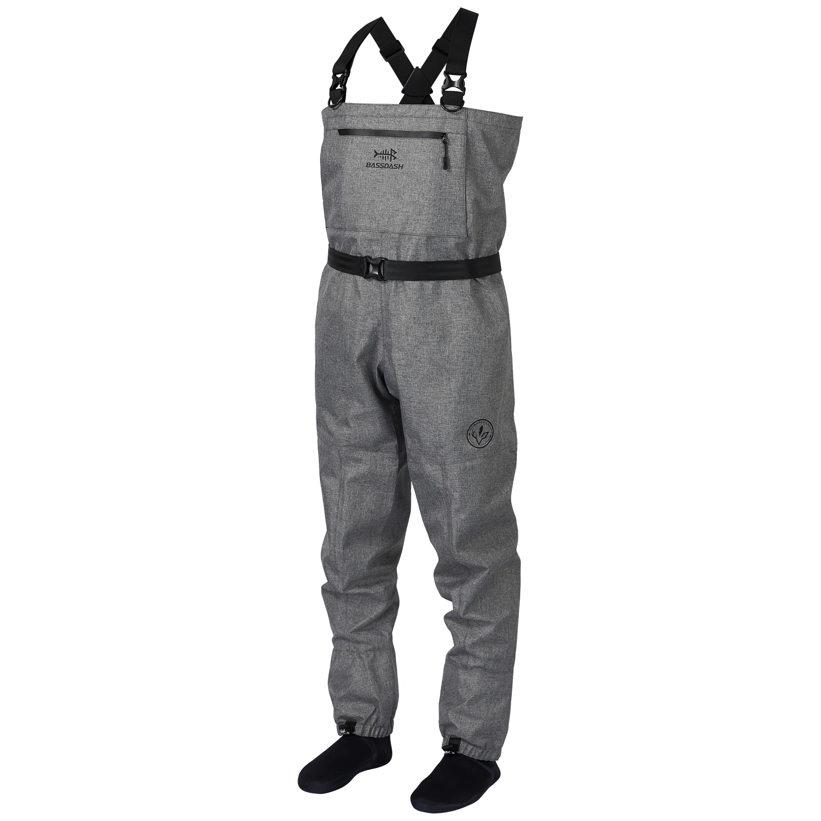 

BASSDASH IMMERSE Breathable Ripstop Stocking Boot Foot Fishing Hunting Waders Lightweight Grey Camo Chest Wader for Men Women