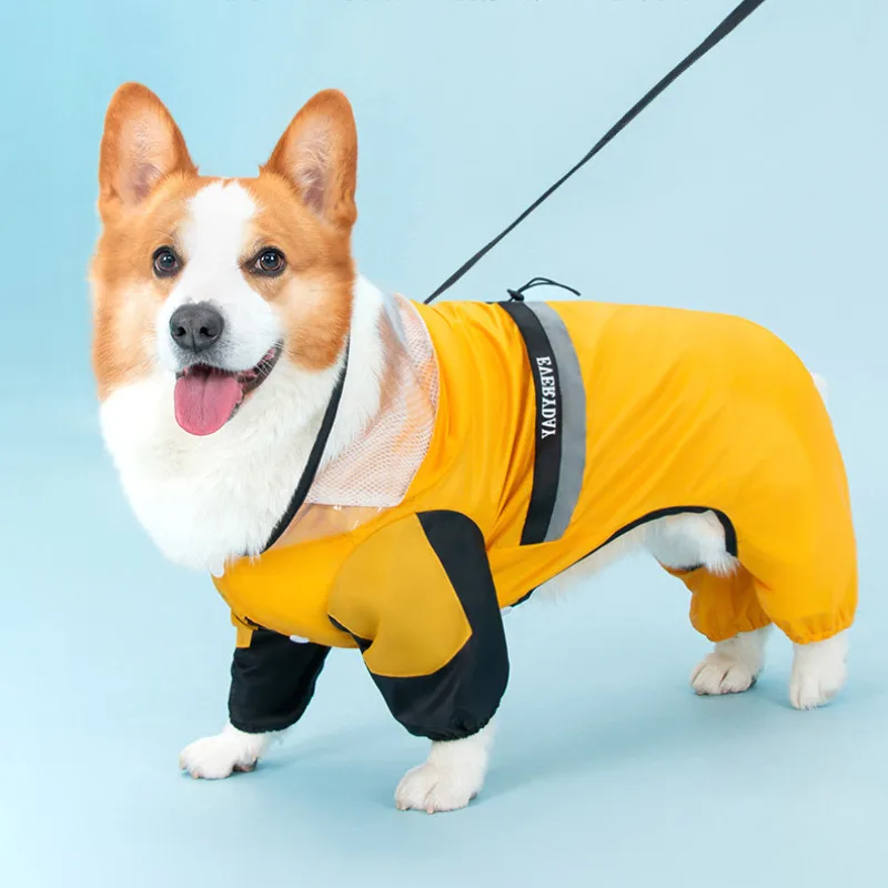 

Дождевик для собак Welsh Corgi, водонепроницаемая одежда, дождевик для собак, комбинезон, светоотражающая Одежда для собак, дождевик, наряд, одеж...
