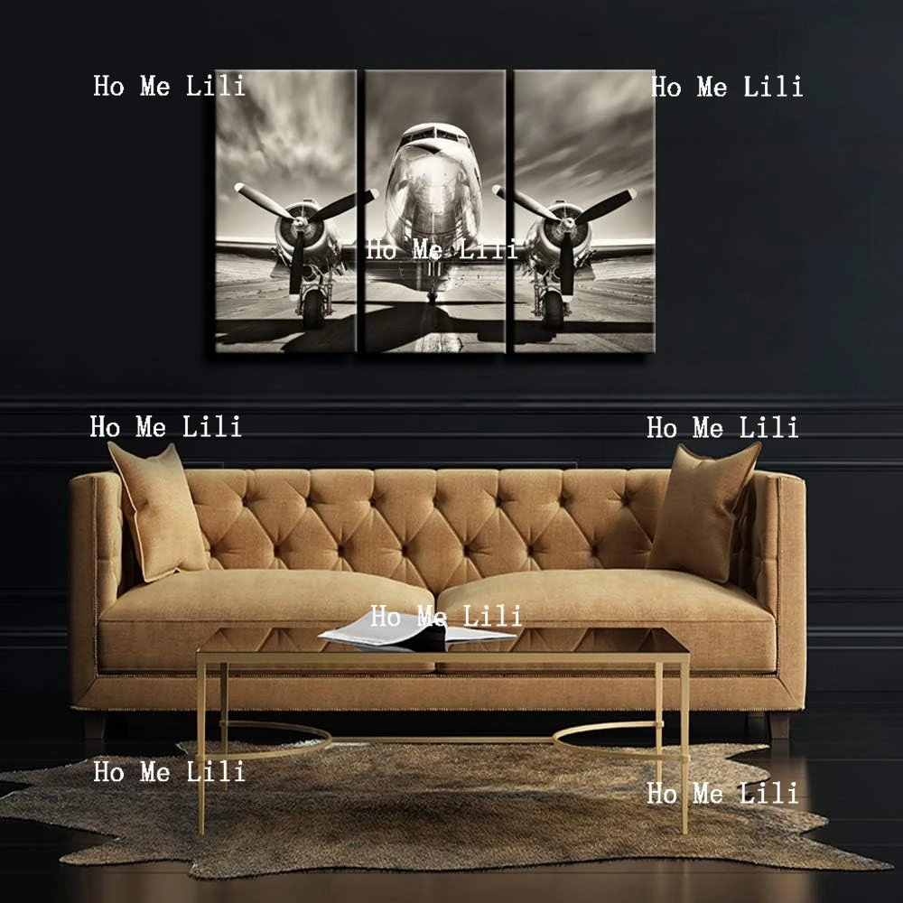 Самолет настенный винтажный черно-белый Пропеллер для мальчика комнаты дома