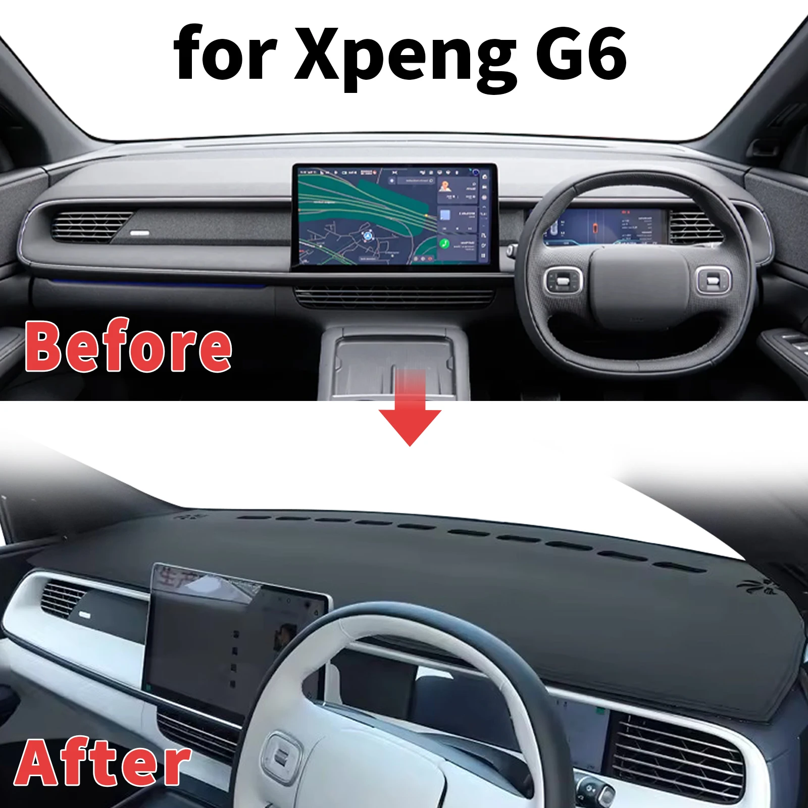 Фото Защитный коврик на приборную панель Xpeng G6 (XiaoPeng) от бликов и УФ-излучения, солнцезащитный коврик-накидка, автомобильный коврик для приборной панели №1