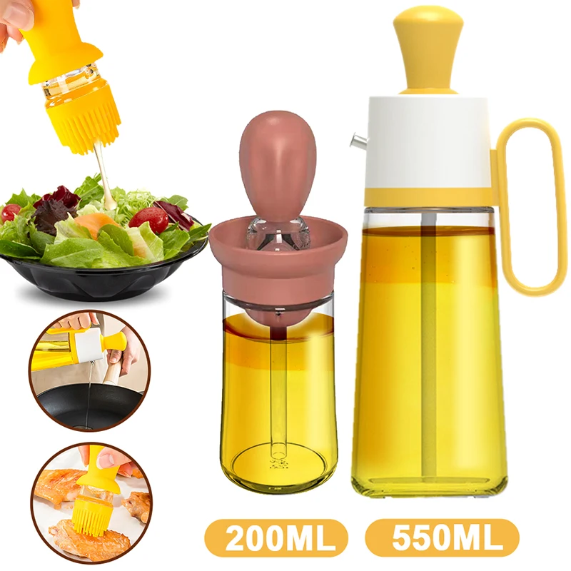 

Glass Bottl Oil Sprayer Oil Dispenser With Brush Outdoor Baking Cooking Barbecue Spray Bottl Kitchen Spice Jars Olive Oil Bottle