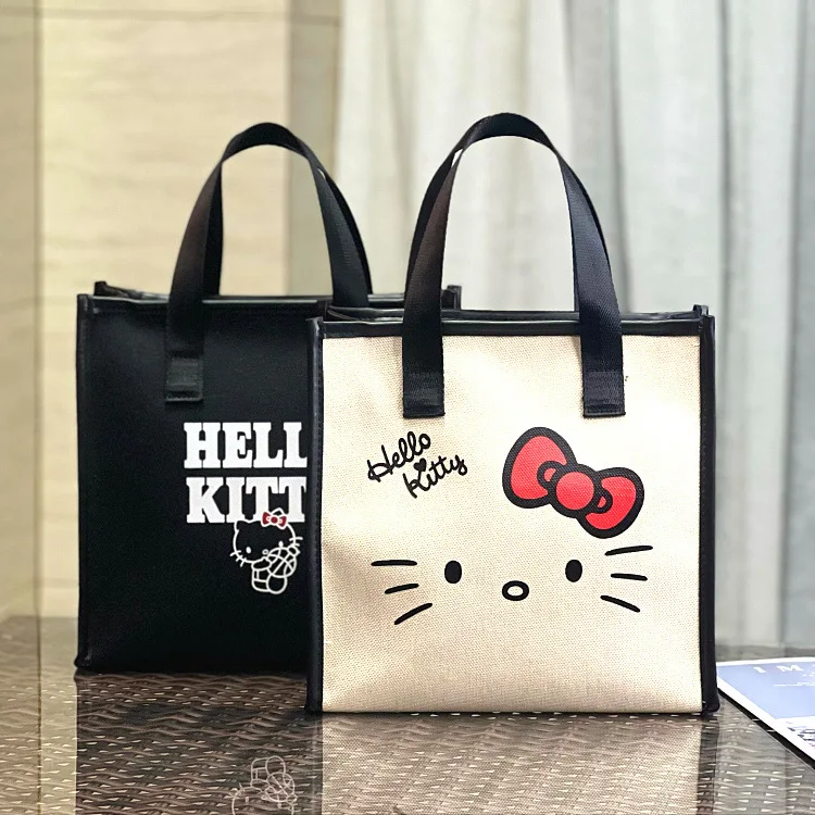 

Kawaii HelloKittys Sanrio new thickened portable cosmetic bag cartoon cute mommy bag women's bag work snack lunch box bag