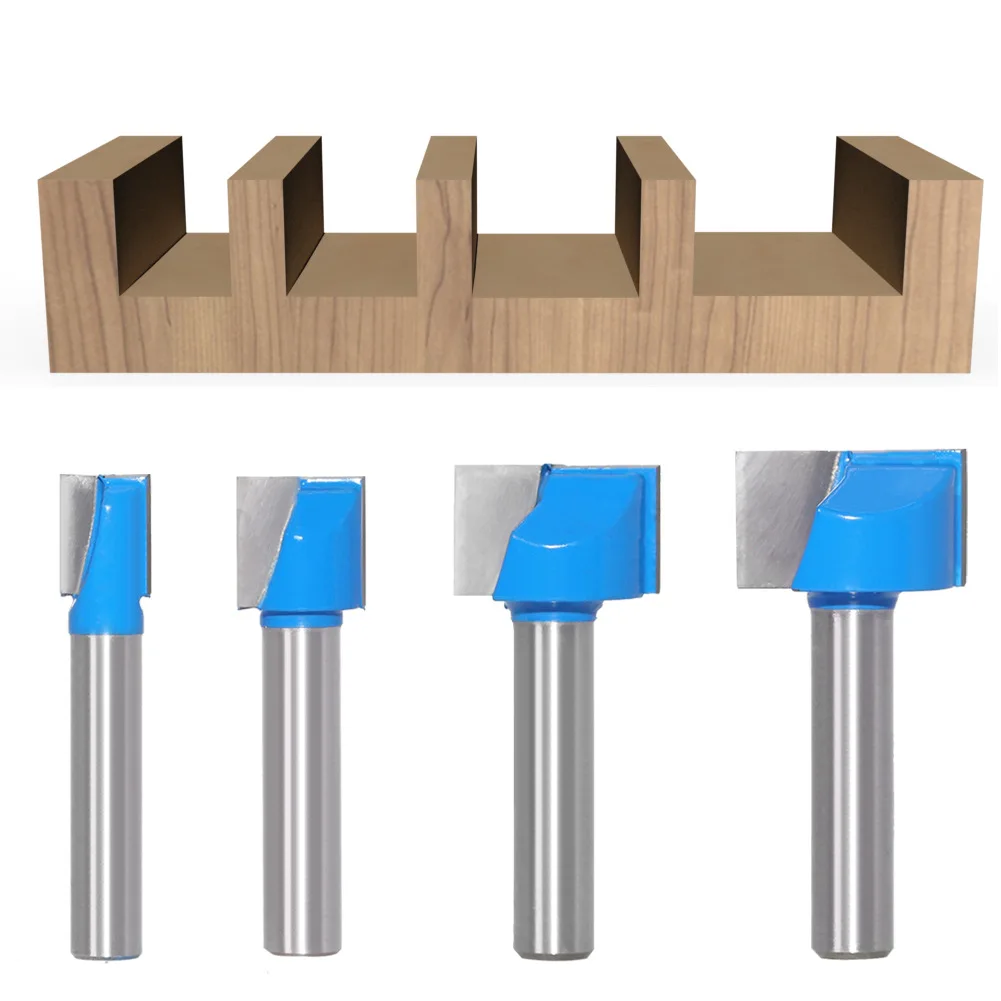 

10-32mm Blue Engraving Machine Trimming Flat Bottom Knife Alloy Carbon Steel Bottom Cutter For Wood Slotting Applications