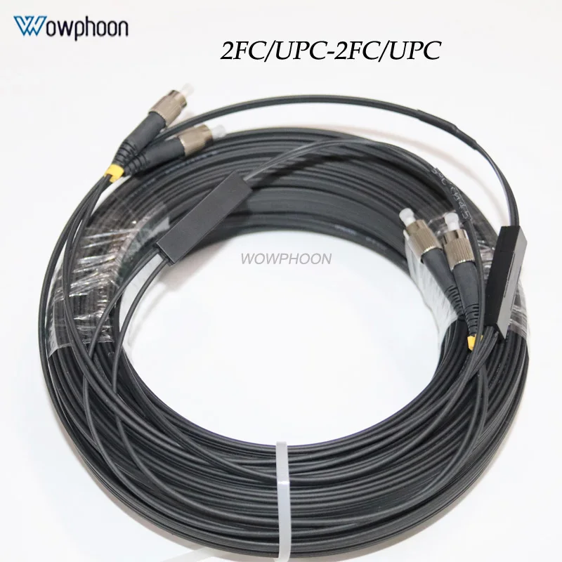 

50M Length 3 Steel 2 Core Outdoor FTTH Drop Cable SC LC ST FC Connector G657A1 Fiber Optic Patch Cord Cable 2 Core
