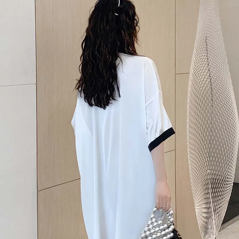 Roseheart Women Fashion White Sexy Sleepwear Lingerie Bow Faux Silk Loose V Neck Nightwear Homewear Nightgown Female Gown