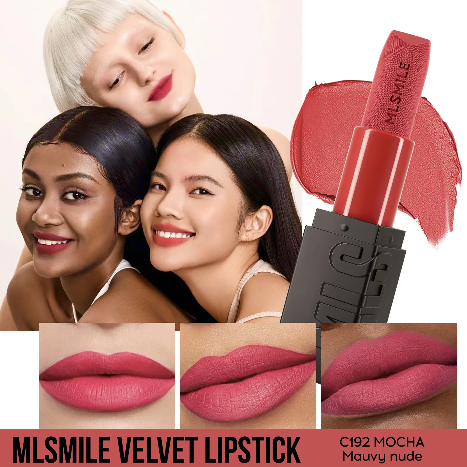 Фото MLSMILE 6 цветов, матовая помада с эффектом бархата, стойкая, водостойкая, увлажняющая, высокопигментированная, для макияжа губ №2
