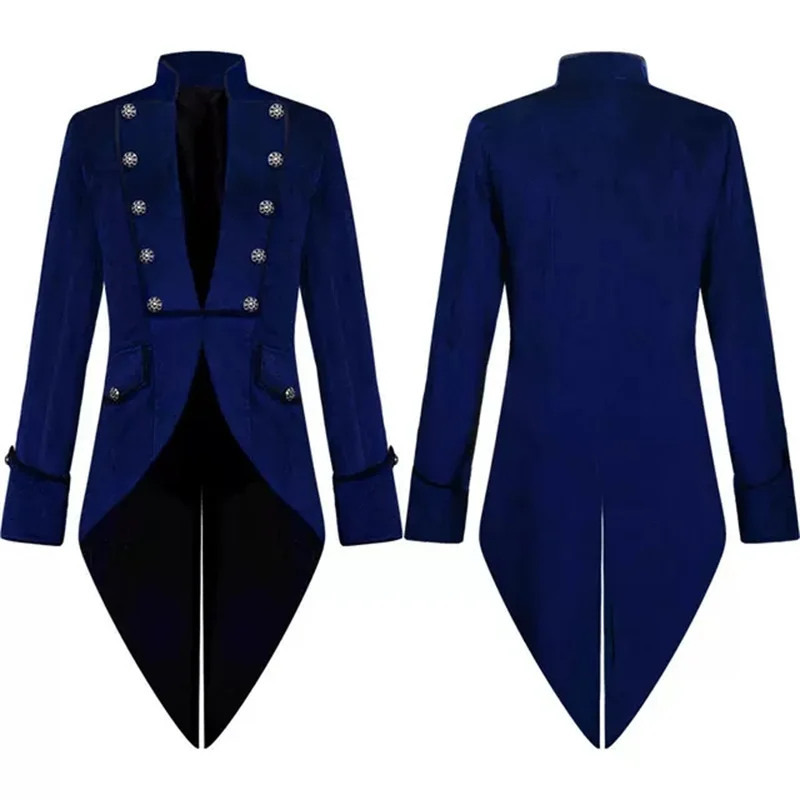 European And American New Men'S  Coat Christmas Tuxedo Medieval Vintage Clothing Punk English Gentleman Medium Long
