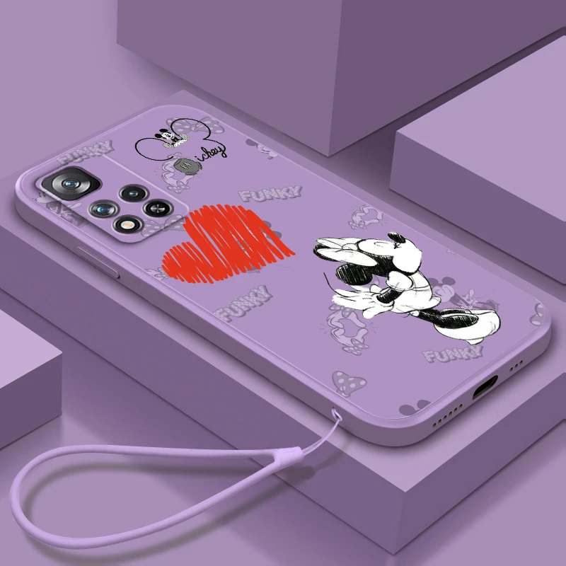 

Mickey Minnie Disney Anime Liquid Rope TPU Funda Phone Case For Xiaomi Redmi Note 11 11S 11T 10S 10 9S 9T 9 8T 8 Pro Plus 5G