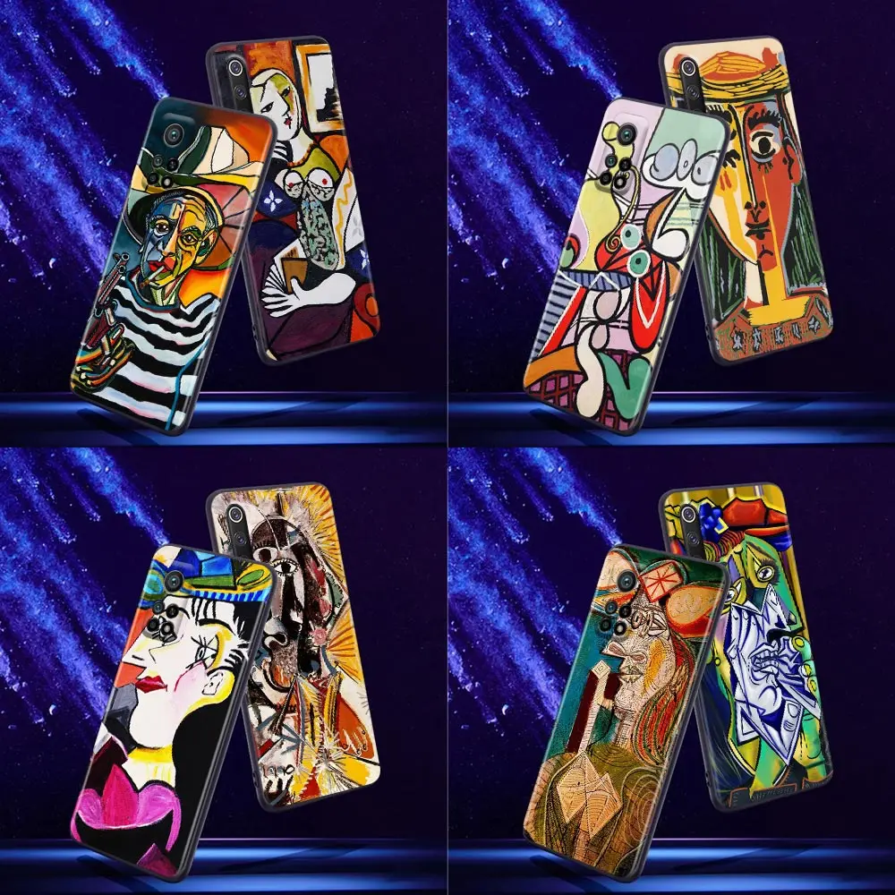 

Phone Case for Xiaomi Mi 9 9T SE Case 10T 10S MiA2 Lite CC9 Note 10 Pro 5G Silicone Cover Picasso Abstract Art Painting