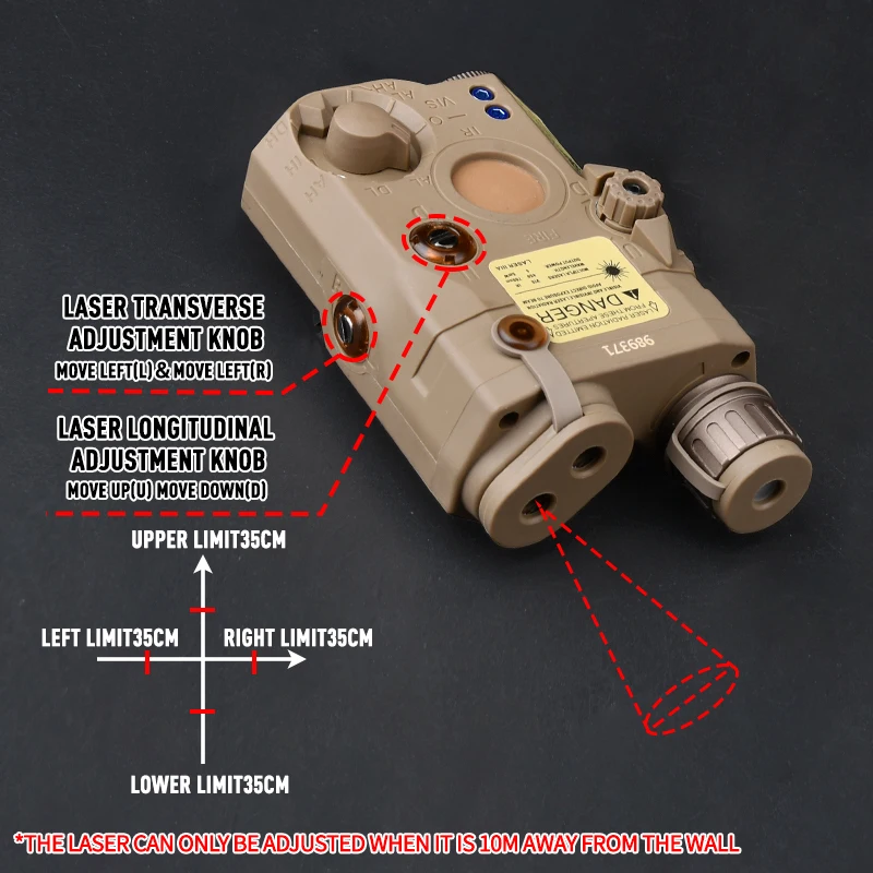 Тактический WADSN M600 страйкбольный флэш-светильник PEQ15 Красный Зеленый Синий ИК