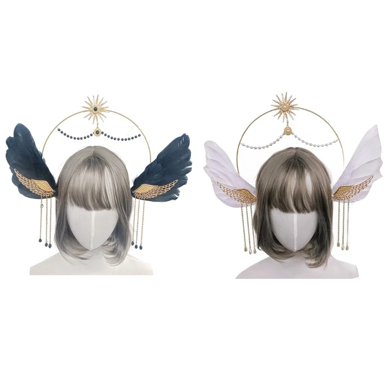 

Angel Wing Tiara Headpiece for Church Girl Crown Hairband Bachelorette Party Headband Lolita-Style Headdress Accessories