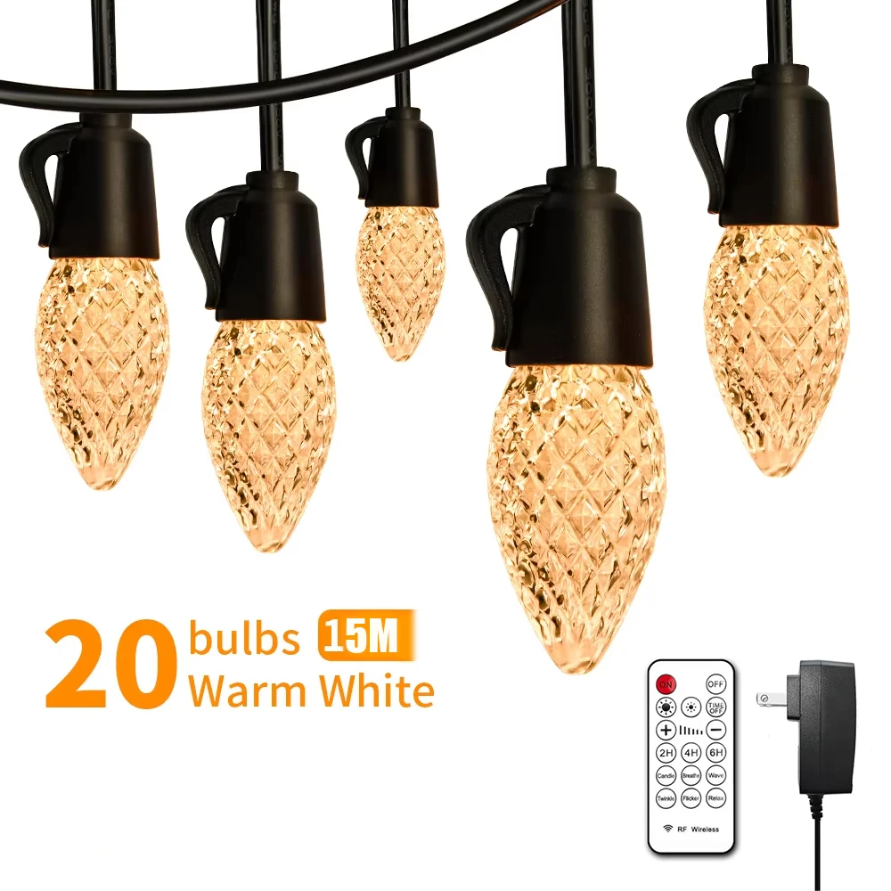 Водонепроницаемые Уличные Гирлянды 15 М С 20 Лампочками Дистанционным Управлением