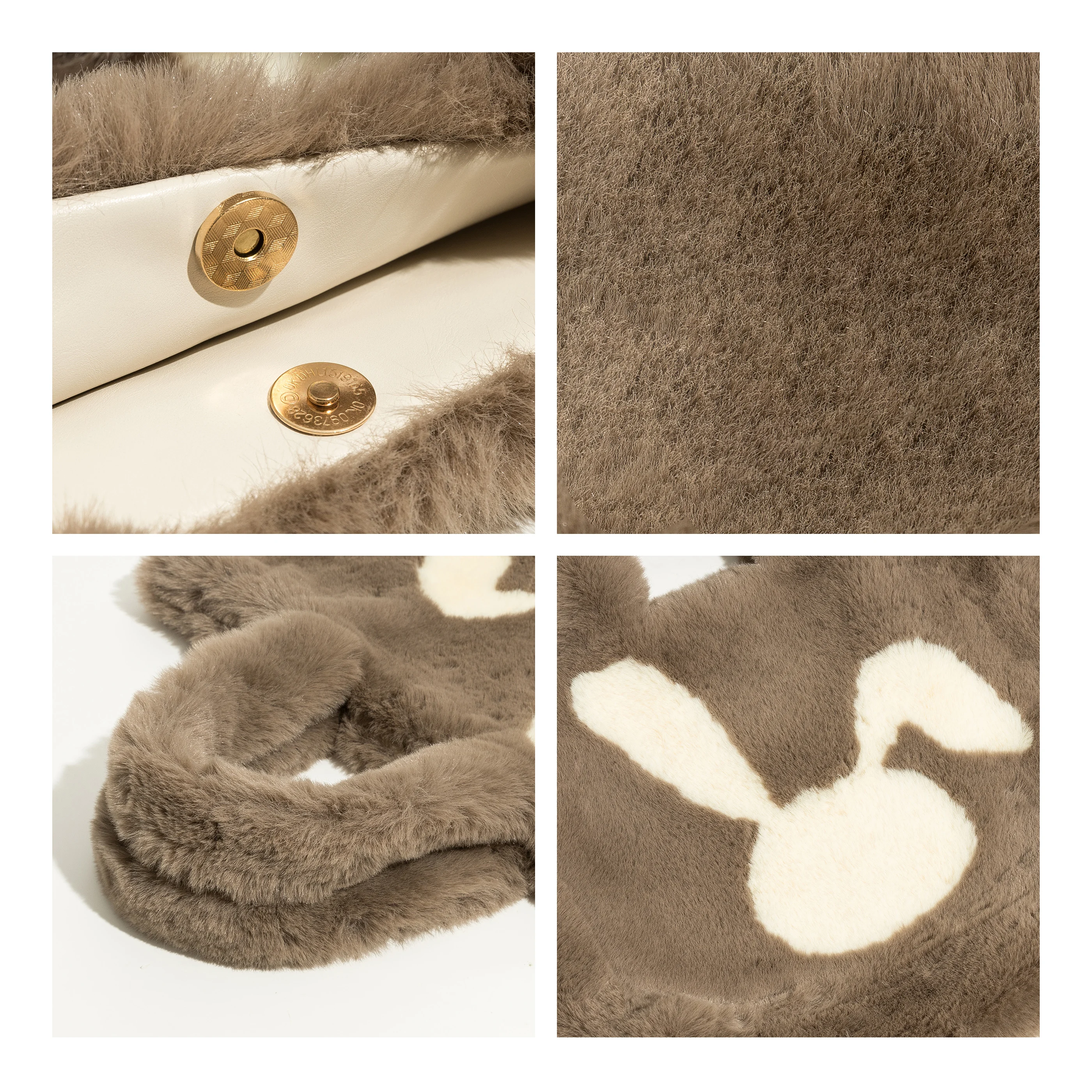 Casual Fluffy Plush Large Tote Bag Cute Cartoon Pattern Women Handbags Luxury Faux Fur Shoulder Bags Warm Winter Big Purses 2022