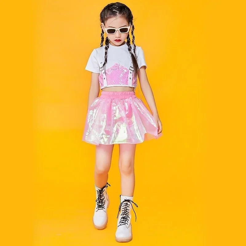 Новинка костюм для джазовых танцев с блестками детское модное платье в стиле