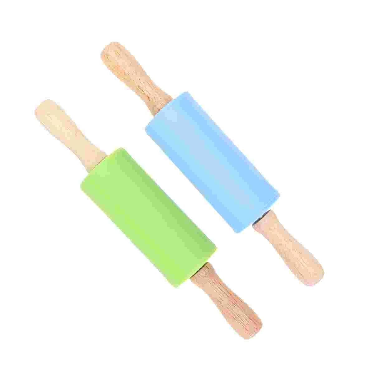 

Rolling Pin Baking Roller Silicone Kids Stick Pretend Wood Pastry Kitchen Toy Dough Fondant Pizza Mini Tools Toys Sticks French