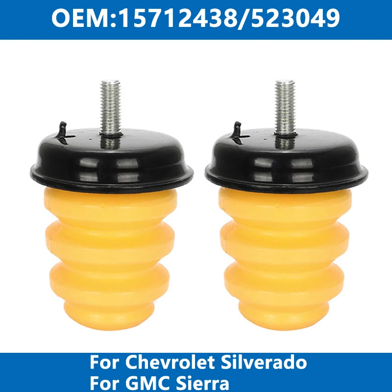 

2Pcs Rear Axle Rubber Shock Absorber Bump Stop Bumper Spring 15712438 Front Arm 15153958 for GMC Sierra Chevy Silverado 1500