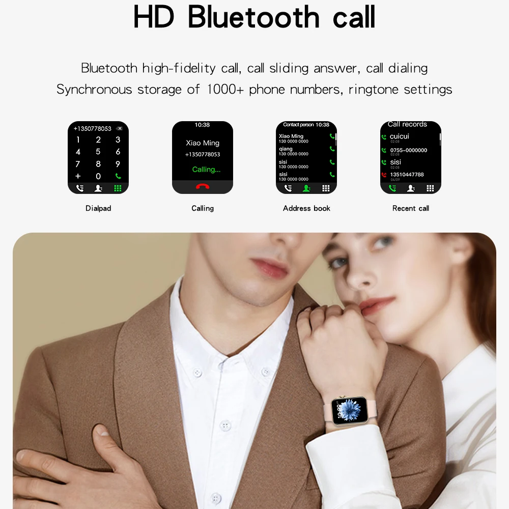 2021 New D06 Smart Watch Bluetooth Call Smartwatch 1.6inch HD Screen Smart Split Screen Full Touch Fashion High-end Sports Watch