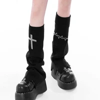 winter leg warmers black goth gyaru y2k accessories gothic lolita knit socks women dancing cute legs warmers