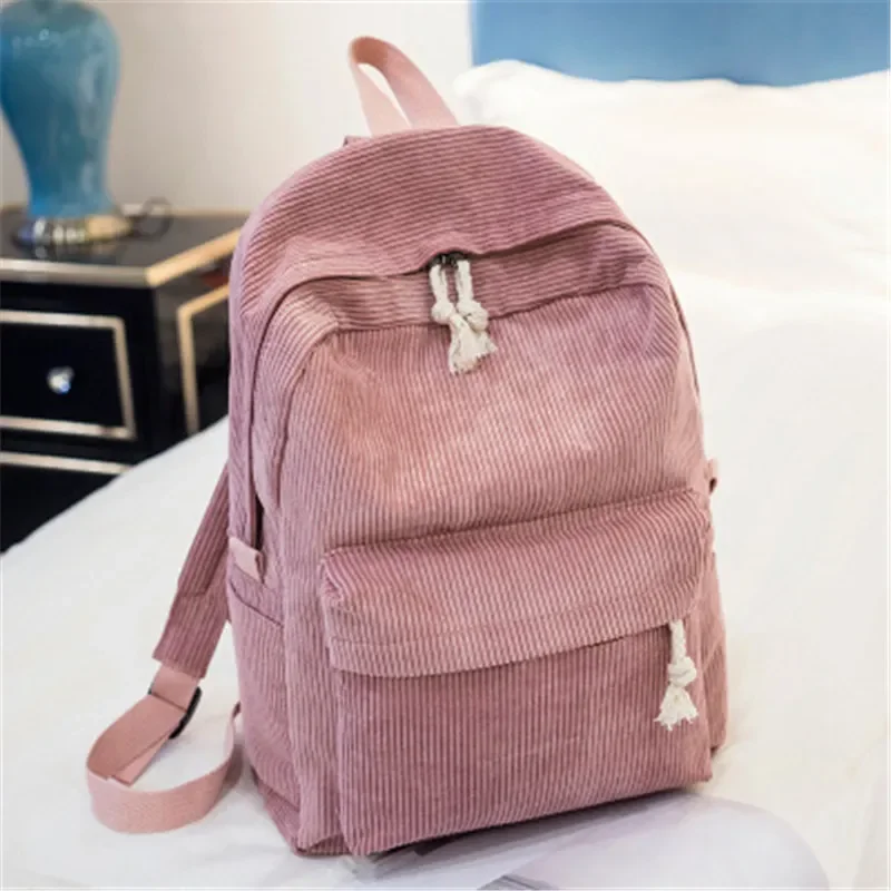 

Personalized Corduroy Women Schoolbag For Teenager Knapsack Unisex Classic Campus Port Backpack Training Anti-theft Shoulder Bag