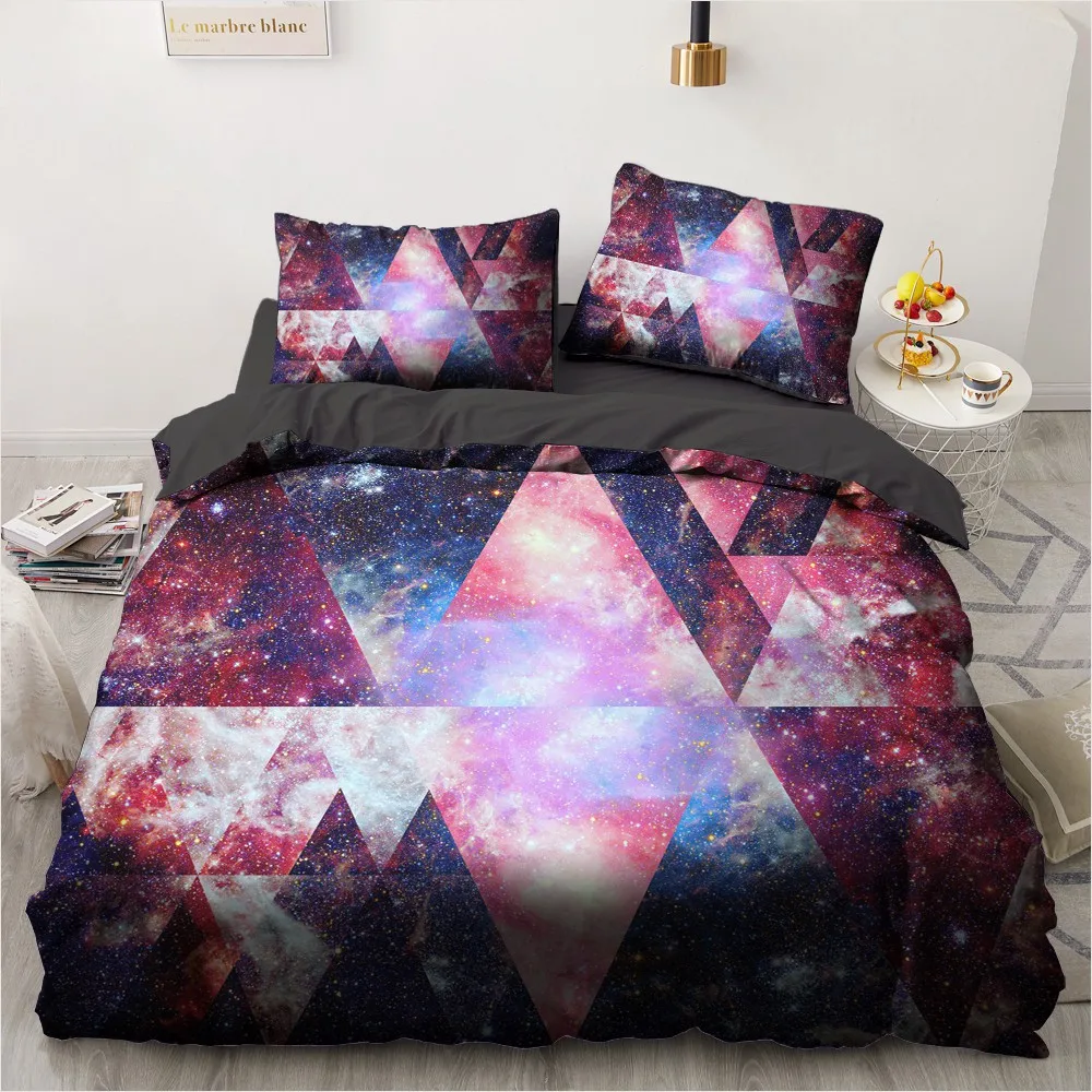 

Комплект постельного белья с 3D рисунком, комплект красочного черного покрывала с Туманностью, наволочка для кровати в стиле Галактики, King, ...