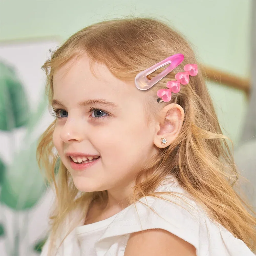 Заколки для волос милые розовые заколки в форме сердца с геометрическими