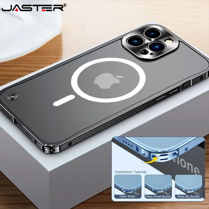 

Luxury Aluminium Alloy Metal Frame Case for iphone 14 13 12 Pro Max 14 plus For Magsafe Magnetic Matte PC All Inclusive Cover