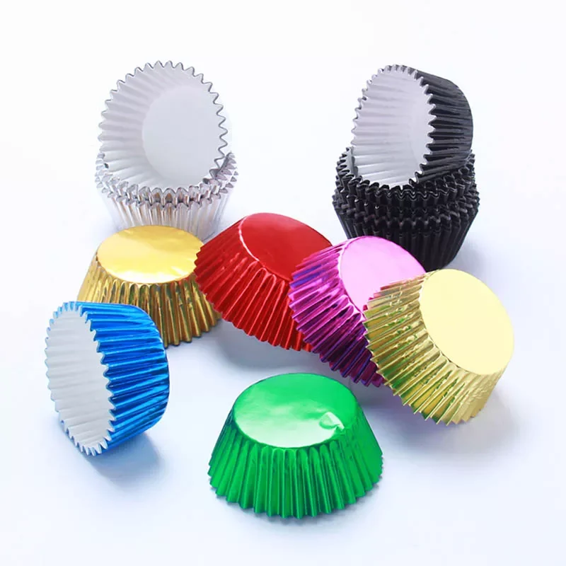 

2023New Muffin Molds Wedding Party Decor Accessories 100Pcs Thickened Baking Cups Aluminum Foil Mini Cupcake Liners
