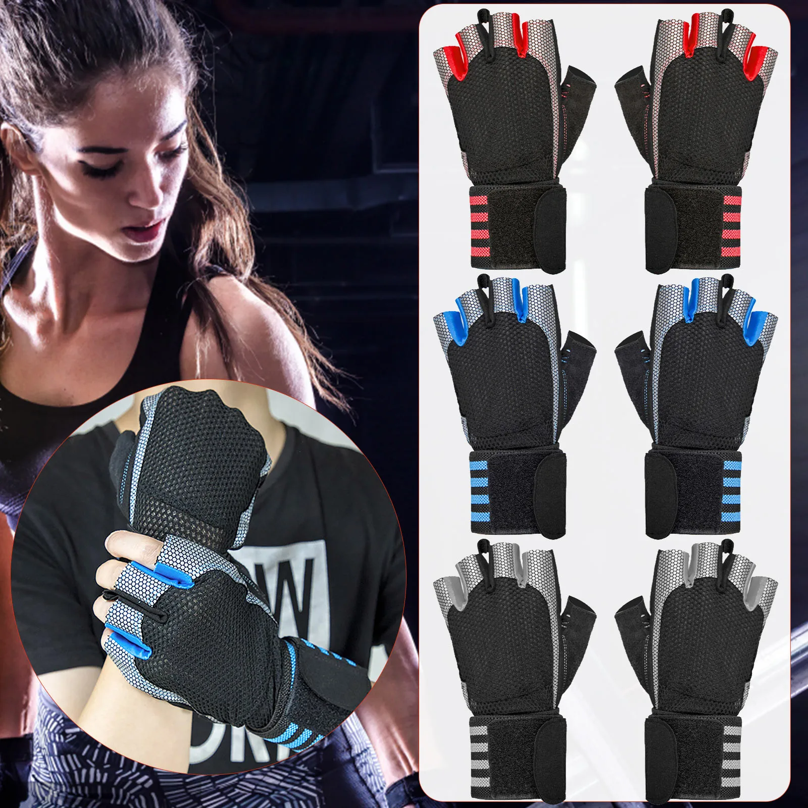 

Перчатки женские для спортзала, легкие дышащие митенки без пальцев, для тренировок, тяжелой атлетики, фитнеса, подъема и гребли