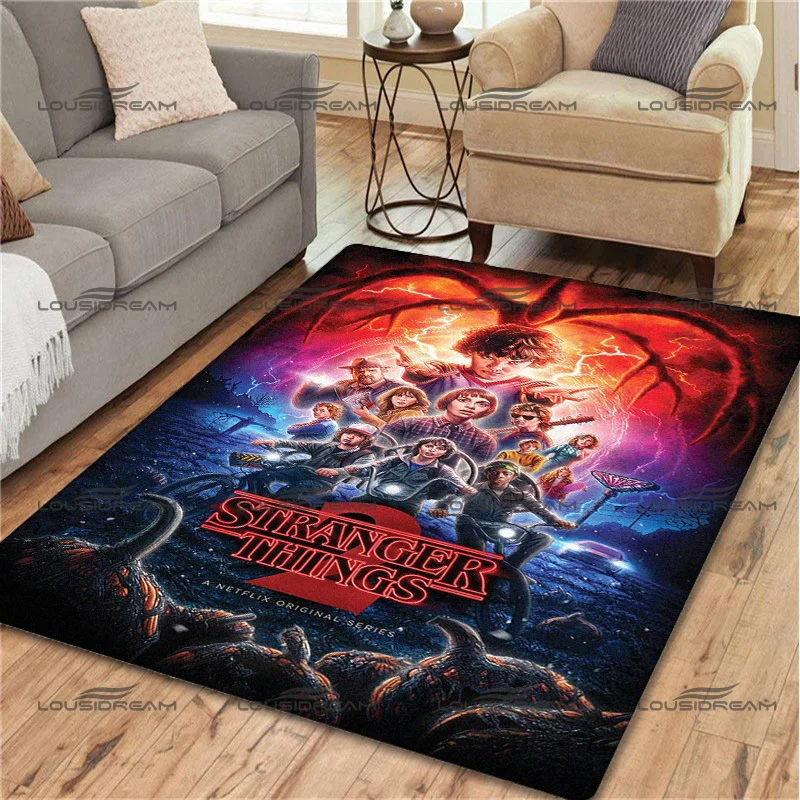 

Horror Movie Pattern Decorative Carpet Square Flannel Stranger Things Rugs Modern Home Living Room Floor Mats Bedroom Carpet
