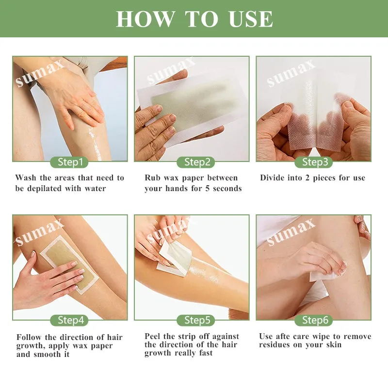 Восковые полоски для удаления волос SUMAX 40 шт. фотобумажные тела и лица с алоэ вера