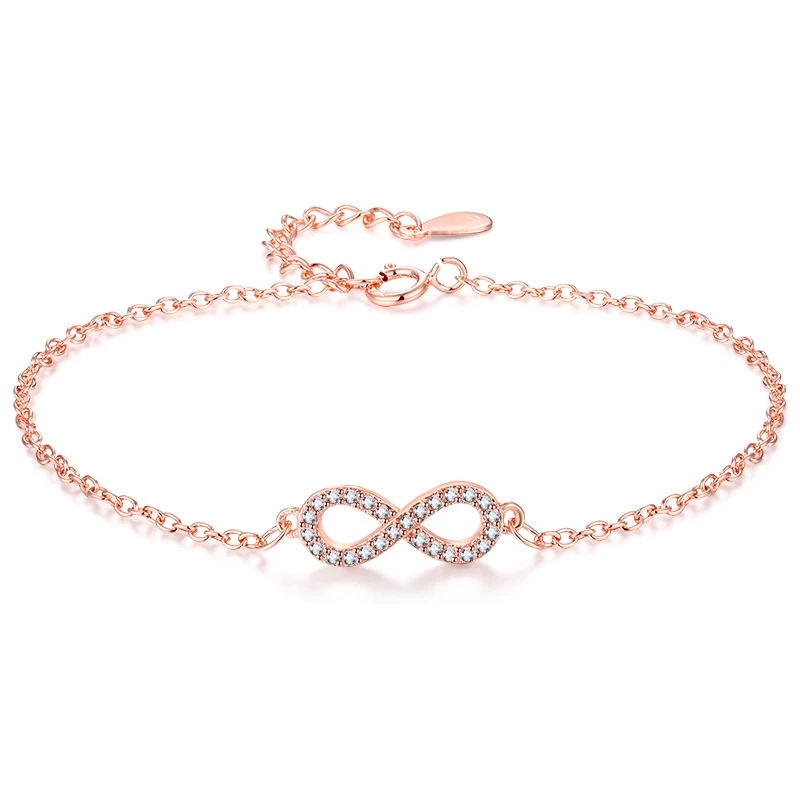 

HOYON 18k Rose Gold Color Infinity 8 Word Simple Diamond AAA Zircon Bracelet for Women Jewelry Birthday Gift Free Shipping