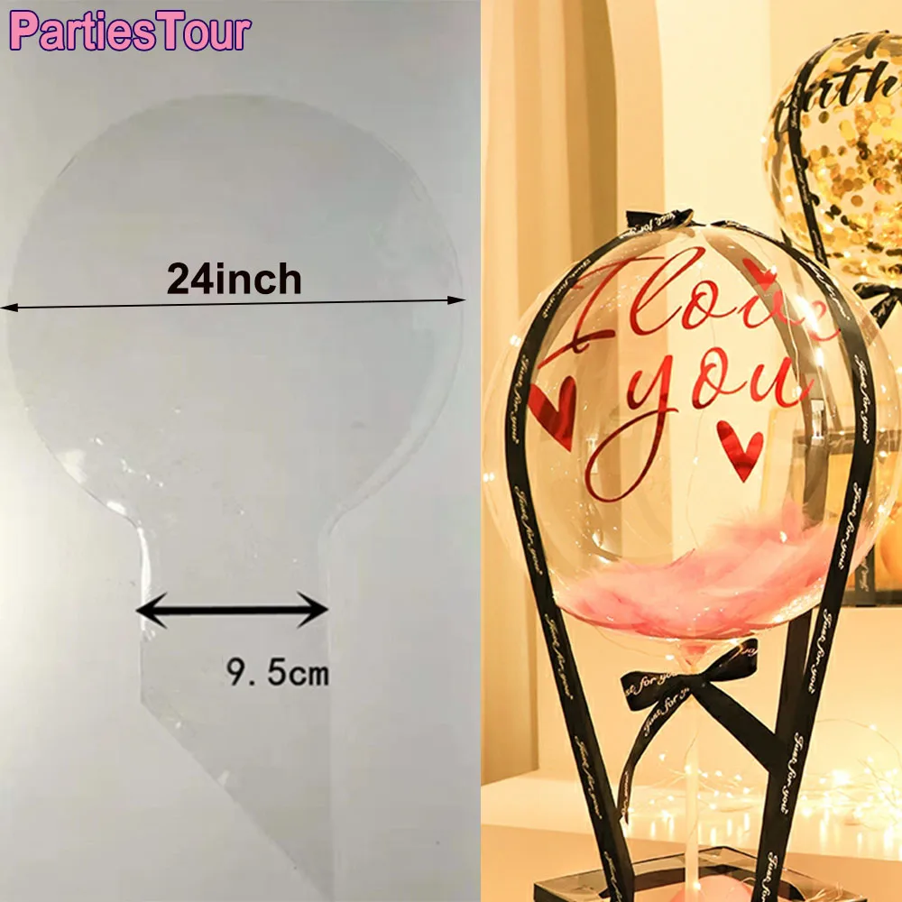 

50pcs 24inch Bubble Ballon 3.7inch Wide Neck Transparent Bobo Balloons Bouquet Snack Gift for Wedding Birthday Party Decortion
