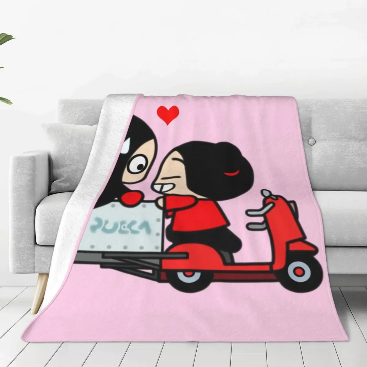 

Pucca Garu Cute Blanket Cover korean cartoon anime kawaii Fleece Throw Blankets Bedroom Sofa Portable Soft Warm Bedsprea